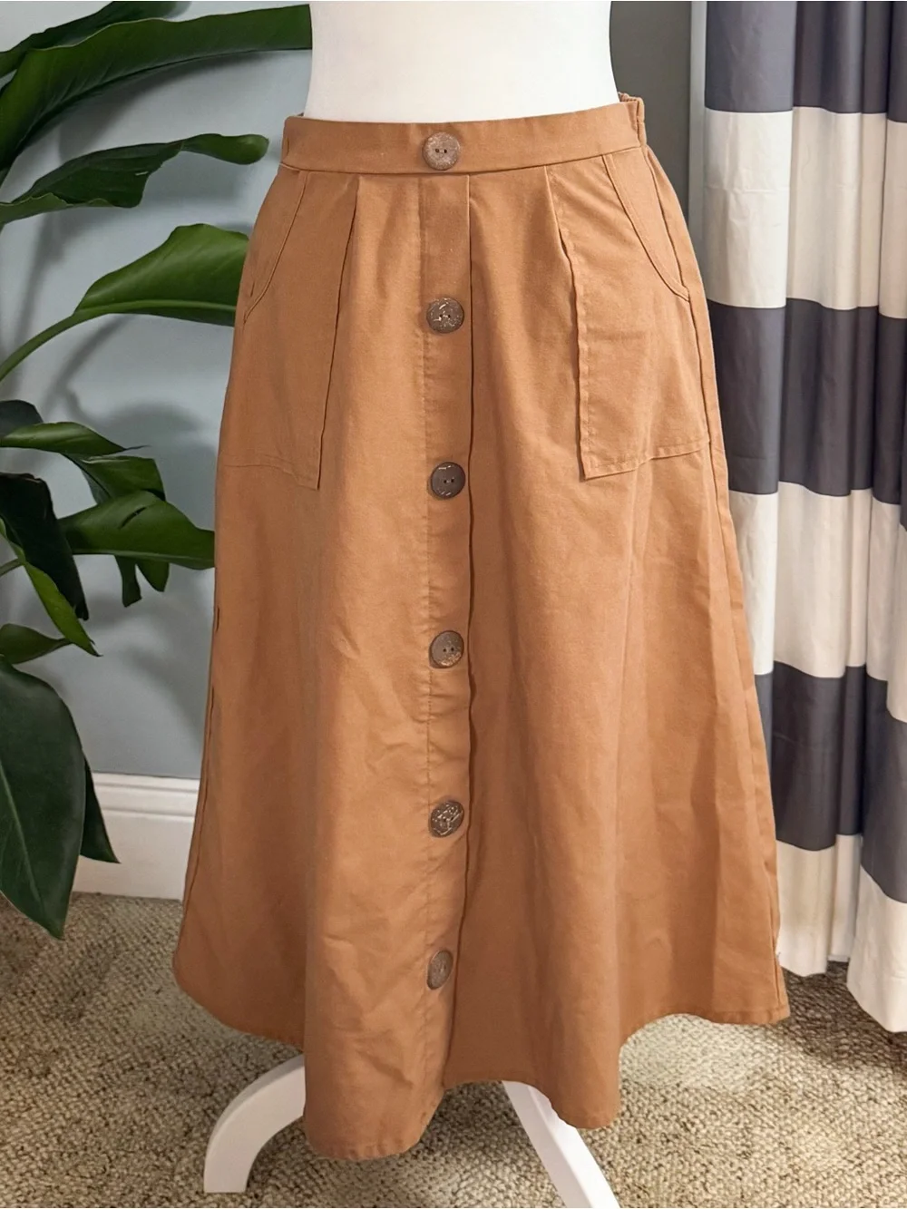 Modern Attraction Rust Brown Button Front Midi Skirt Size Medium - Picture 9 of 9